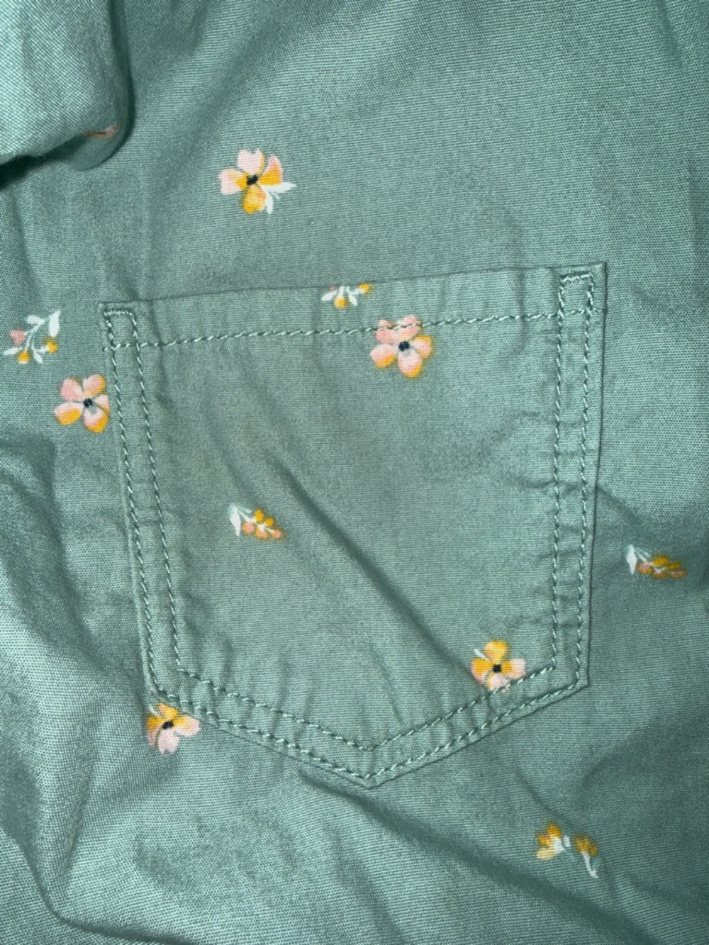 OshKosh B'gosh Mint Green Floral Shortalls - Picture 4 of 5